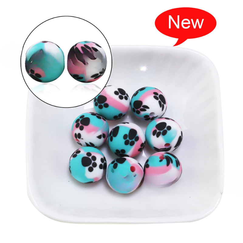 Wholesale 50PCS/PACK Leopard Print Water Transfer Silicone Beads